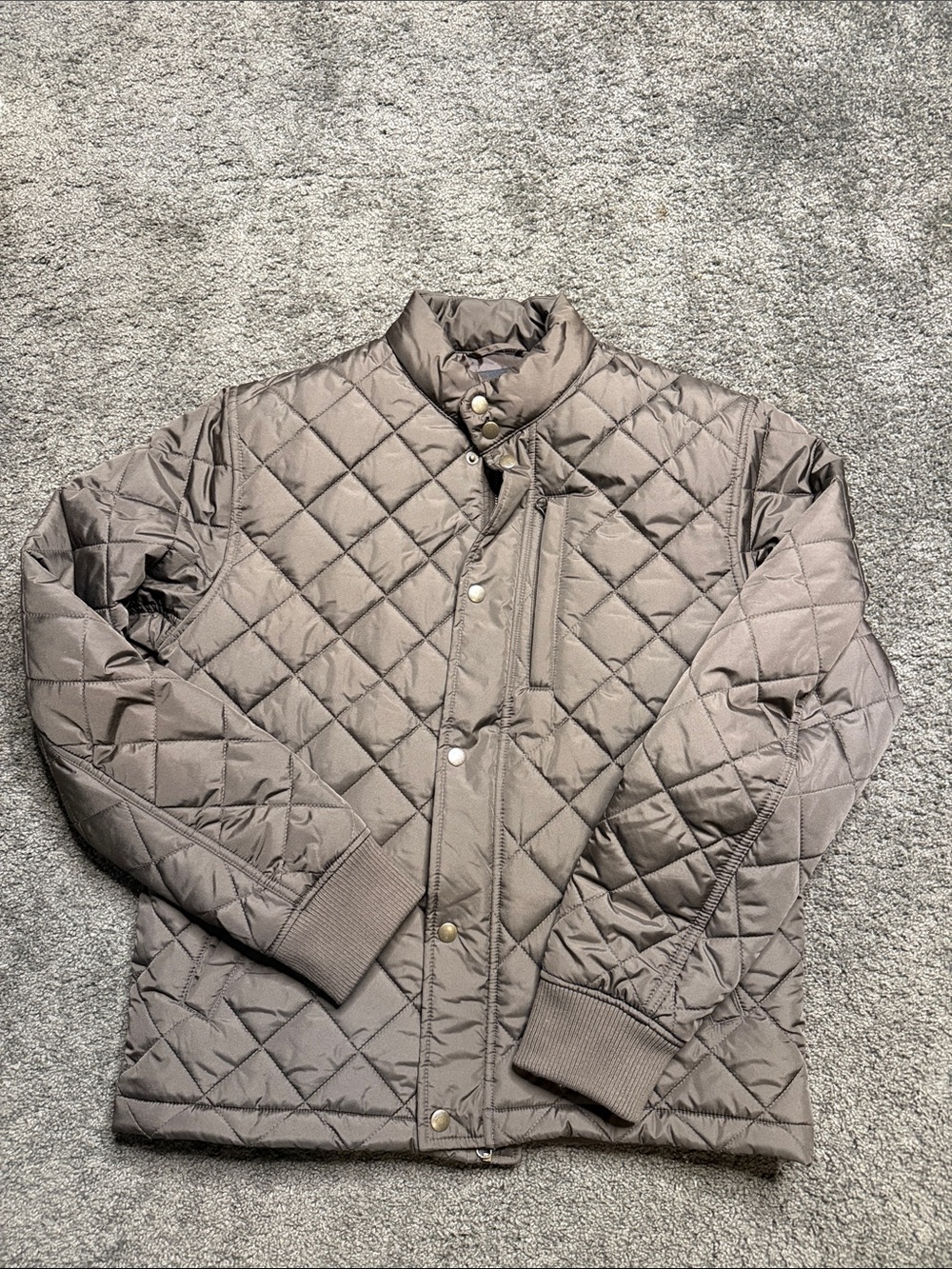 Banana Republic Quilted Puffer Jacket in Taupe Gray